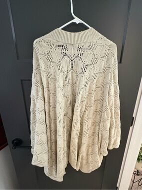 torrid Open-Knit Cream Knit Poncho Sweater